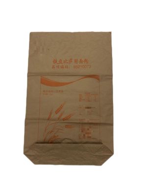 사용자 지정 로고와 함께 밀가루를위한 평면 하단 다벽 종이 봉지
