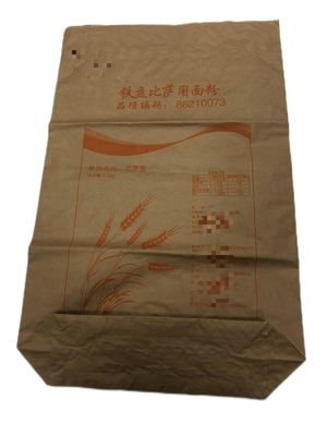 사용자 지정 로고와 함께 밀가루를위한 평면 하단 다벽 종이 봉지