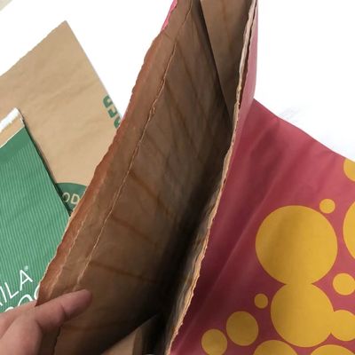 주문형 인쇄 된 다채색 종이 가방 PE 내장 된 Kraft 가방