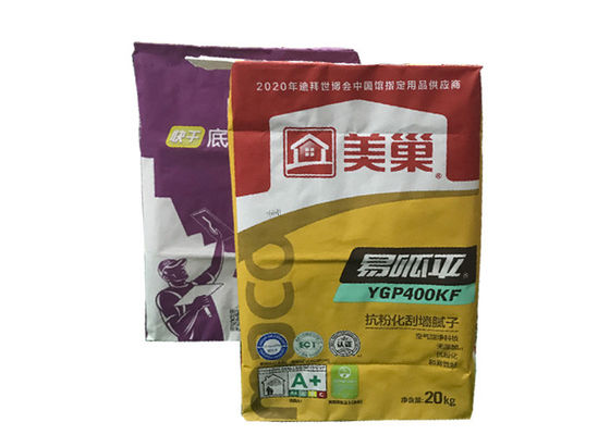 주문을 받아서 만들어진 로고 25kg 다 벽 종이 자루 Kraft 벨브 시멘트 포장 부대 50kg